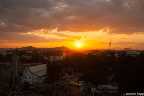 60 Madurai - Sonnenuntergang vom Hoteldach aus